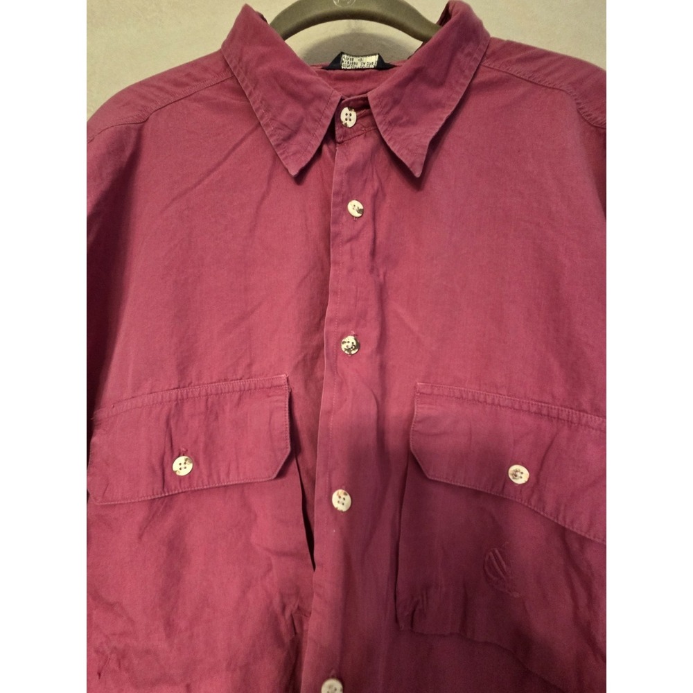 Nautica Magenta‎ Short Sleeve Button-Up  Shirt XL